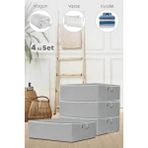 Serstil 4 Adet - Çekyat Baza Tipi Hurç - Baza Altı Büyük Boy Saklama Hurcu 64 x 45 x 22 cm - Gri