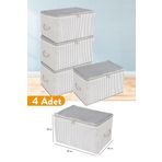 Serstil 4 Adet - Mini Boy Baskı Detaylı Antrasit Çizgili Hurç 30 X 22 X 18 Cm