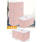Serstil 4 Adet - Orta Boy Pembe Çizgili Hurç 63 X 40 X 34 Cm