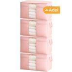 Serstil 4 Adet - Pencereli Yastık Yorgan Hurcu 75 x 40 x 40 cm - Pembe Benekli