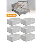 Serstil 6 Adet - Gri Benekli Büyük Boy Baza Altı ve Çekyat Tipi Hurç 65 x 45 x 22 cm - 6'lı