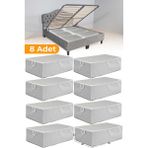 Serstil 8 Adet - Gri Benekli Büyük Boy Baza Altı ve Çekyat Tipi Hurç 65 x 45 x 22 cm - 8'li