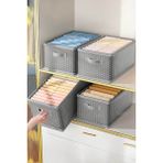 Serstil Gri Benekli Kıyafet Saklama Kutusu Organizer 45 x 25 x 20 cm Katlanabilir Tasarım ile Pratik Kullanım