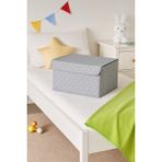 Serstil Küçük Boy Destekli Kapaklı Kutu Hurç - Kıyafet Saklama Kutusu Organizer 40x30x25 - Gri Benekli