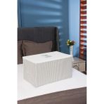 Serstil Orta Boy Baskı Detaylı Gri Çizgili Hurç 63 x 40 x 34 cm - Gri-Mor