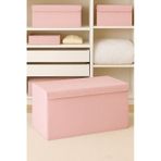 Serstil Pembe Puantiyeli Mega Boy Destekli Sert Karton Kapaklı Kutu Hurç 70x40x30 Cm Pembe Puantiye