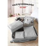 Serstil Valiz Düzenleyici 6'lı Filesiz Set Gri Benekli Polipropilen Farklı Boyutlar 36x27x14-18x15 cm