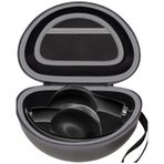 Sert kulaklık kılıfı, Beats Solo 4/Studio Pro/Solo 3/Studio 3/Solo 2/Over Ear kulaklık için kablo çantası ile birlikte taşıma çantası ile seyahat için kayış (sadece kutu) (siyah + gri fermuar)