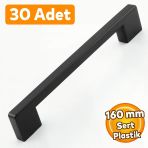 (Sert Plastik) 30 Adet Köprü 160 Mm Siyah Mobilya Mutfak Çekmece Dolap Dolabı Kulpu Kulbu Kulpları