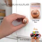 Sert Plastik Düğme Yuvarlak Top Çizgili Parlak Bakır Dolap Mobilya Mutfak Dolabı Çekmece Kulbu Kulpu Kulplar