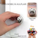 Sert Plastik Düğme Yuvarlak Top Çizgili Parlak Krom Dolap Mobilya Mutfak Dolabı Çekmece Kulbu Kulpu Kulplar