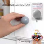 Sert Plastik Düğme Yuvarlak Top Gri Dolap Mobilya Mutfak Dolabı Çekmece Kulbu Kulpu Kulplar