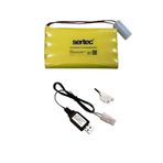 Sertec 6V 800mAh Siyah Soket Oyuncak Araba Pili + USB Şarj Cihazı Seti