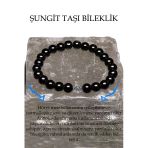 Sertifikalı A Kalite Shungite - Şungit Taşı Bileklik - Gümüş Aparatlı