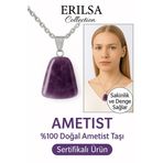 Sertifikalı AAA+ Ametist Taşı Kolye – Beşgen Model, Gümüş Aparatlı