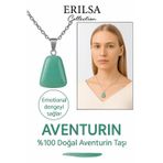 Sertifikalı AAA+ Aventurin Taşı Kolye – Beşgen Model, Gümüş Aparatlı