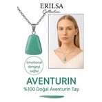 Sertifikalı AAA+ Aventurin Taşı Kolye – Beşgen Model, Gümüş Aparatlı