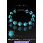 Sertifikalı AAA+ Boyasız Gerçek Firuze Taşı Bileklik - Ayarlamalı
