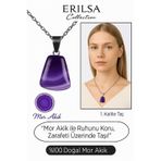 Sertifikalı AAA+ Mor Akik Taşı Kolye – Beşgen Model, Gümüş Aparatlı
