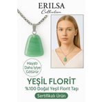 Sertifikalı AAA+ Yeşil Florit Taşı Kolye – Beşgen Model, Gümüş Aparatlı