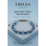 Sertifikalı Açık Mavi Topaz Doğal Taş Bileklik - 8X8 Mm Sakinlik Netlik Ve Güven Enerjisi Taşı