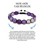 Sertifikalı Açık Mor Gri Akik Taşı Bileklik - Makrome
