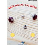 Sertifikalı Akik Doğal Taş Top Küpe Orijinal Doğal Taş Sürpriz