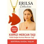 Sertifikalı Altın Kaplama Penguen Model Kırmızı Mercan Kolye – Sadakat, Enerji ve Cesaret Taşı