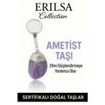 Sertifikalı Ametist Taşı Anahtarlık – Stres Azaltıcı ve Negatif Enerji Temizleyici Taş