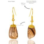 Sertifikalı Amorf Model Ham Kahverengi Jasper Taşı Küpe - Gold Renkli