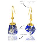 Sertifikalı Amorf Model Ham Lapis Lazuli Taşı Küpe - Gold Renkli