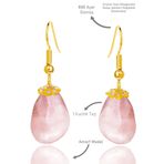 Sertifikalı Amorf Model Ham Pembe Kuvars Taşı Küpe - Gold Renkli
