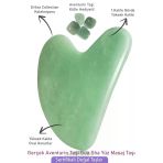 Sertifikalı Aventurin Taşı Gua Sha - Yüz Masaj Taşı Doğal Yeşil Renk
