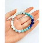 Sertifikalı Ay Taşı - Akuamarin - Larimar -Apatit - Lapis 8mm Unisex Bileklik