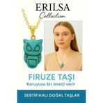 Sertifikalı Baykuş Model Firuze Taşı Kolye – Bilgelik, Koruma ve Ruhsal Şifa Taşı