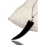 Sertifikalı Boynuz Kesim Doğal Obsidyen Taşı Kolye Doğal Siyah Renk 45 cm