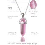 Sertifikalı Çivi Model Pembe Akik Taşı Kolye (1.Kalite)