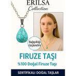 Sertifikalı Damla Model Firuze Taşı Kolye – Koruma, Iletişim ve Huzur Turkuaz Taşı - Renkli - Standart