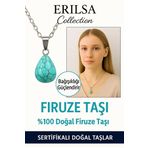 Sertifikalı Damla Model Firuze Taşı Kolye – Koruma, İletişim ve Huzur Turkuaz Taşı