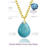 Sertifikalı Damla Model Gerçek Firuze Taşı Kolye - 24k Altın Kaplama
