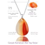 Sertifikalı Damla Model Gerçek Karnelyan Akik Taşı Kolye