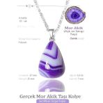 Sertifikalı Damla Model Gerçek Mor Akik Taşı Kolye