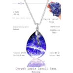 Sertifikalı Damla Model Lapis Lazuli Taşı Kolye (GÜMÜŞ APARATLI)