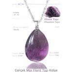 Sertifikalı Damla Model Mor Florit Taşı Kolye - Gümüş Aparatlı