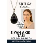 Sertifikalı Damla Model Siyah Göz Akiği Taşı Kolye – Stresi Azaltan ve Dengeleyen Doğal Taş