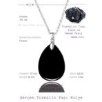 Sertifikalı Damla Model Siyah Turmalin Taşı Kolye (GÜMÜŞ APARATLI)