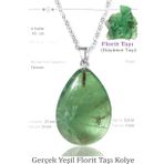 Sertifikalı Damla Model Yeşil Florit Taşı Kolye - Gümüş Aparatlı