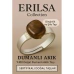 Sertifikalı Doğal Dumanlı Akik Taşı Yüzük – Ayarlanabilir Kalın Tımbıl Kasa