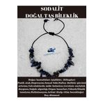 Sertifikalı Doğal Kırık Taş Sodalit Taşı Bileklik Asansörlü Kilit Sistemi