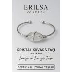 Sertifikalı Doğal Kristal Kuvars Taşı Gümüş Kaplama Ayarlanabilir Bileklik – Saflık Ve Enerji